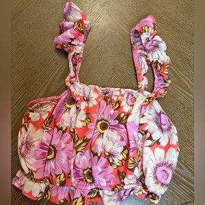 Floral Ruffle Strap Top